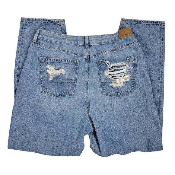 American Eagle Women's Factory Distress Mom Jean Comfort Stretch Waist Size 14L - Picture 2 of 10